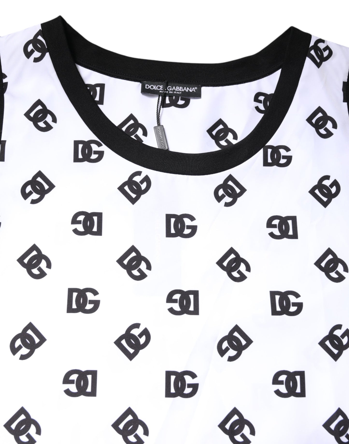 T-shirt sans manches en polyester blanc avec logo DG