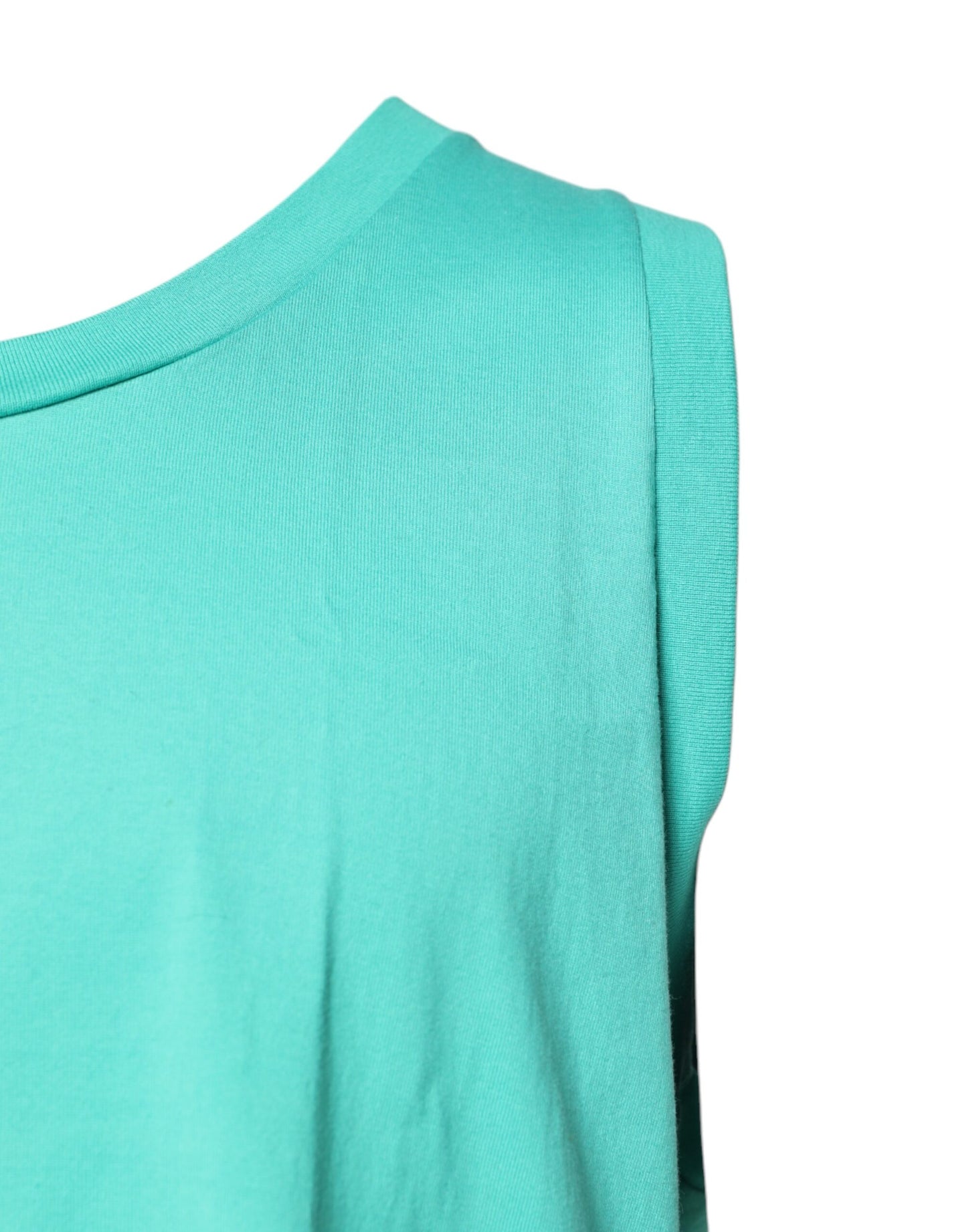 T-shirt vert sans manches à col rond et logo