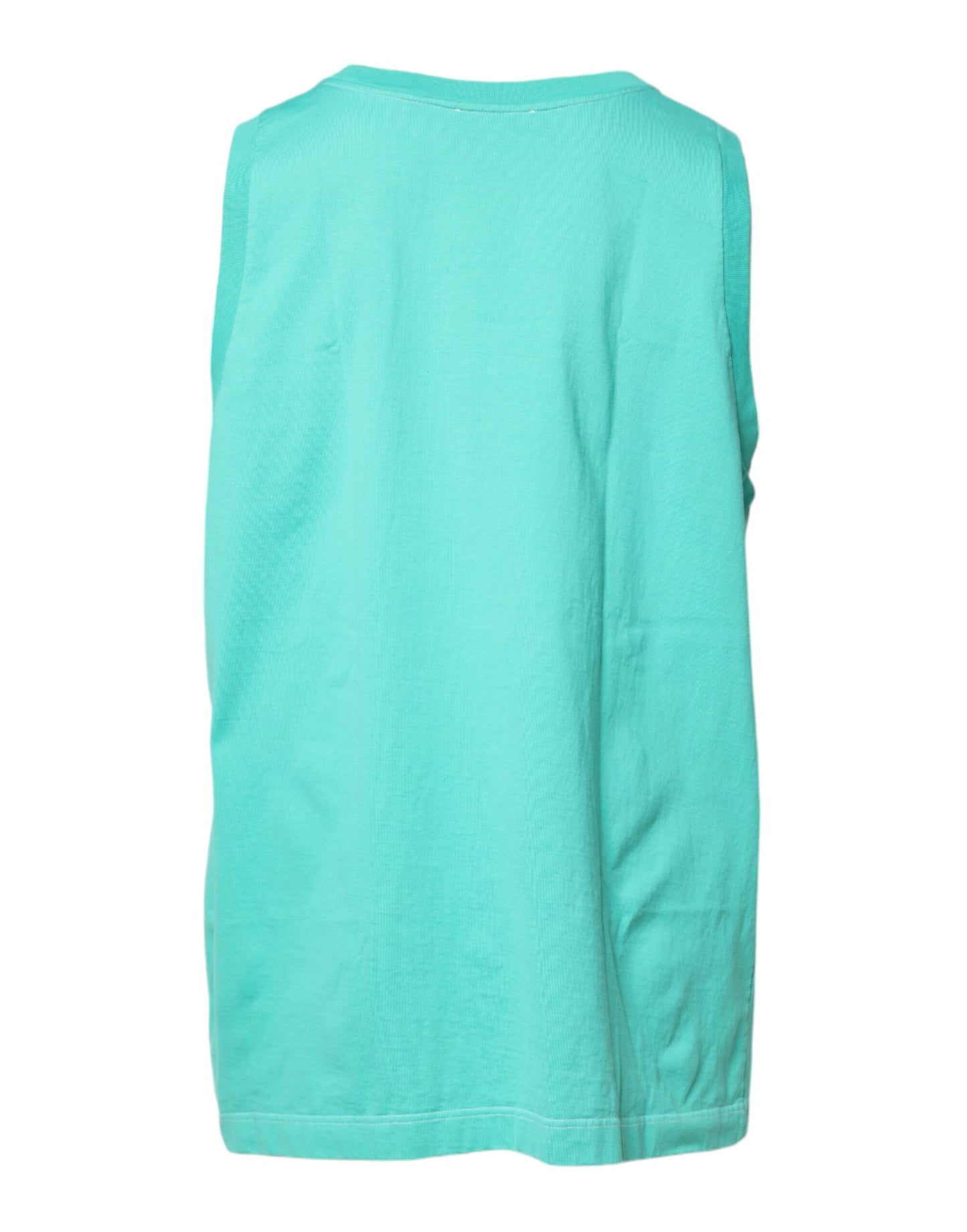 T-shirt vert sans manches à col rond et logo