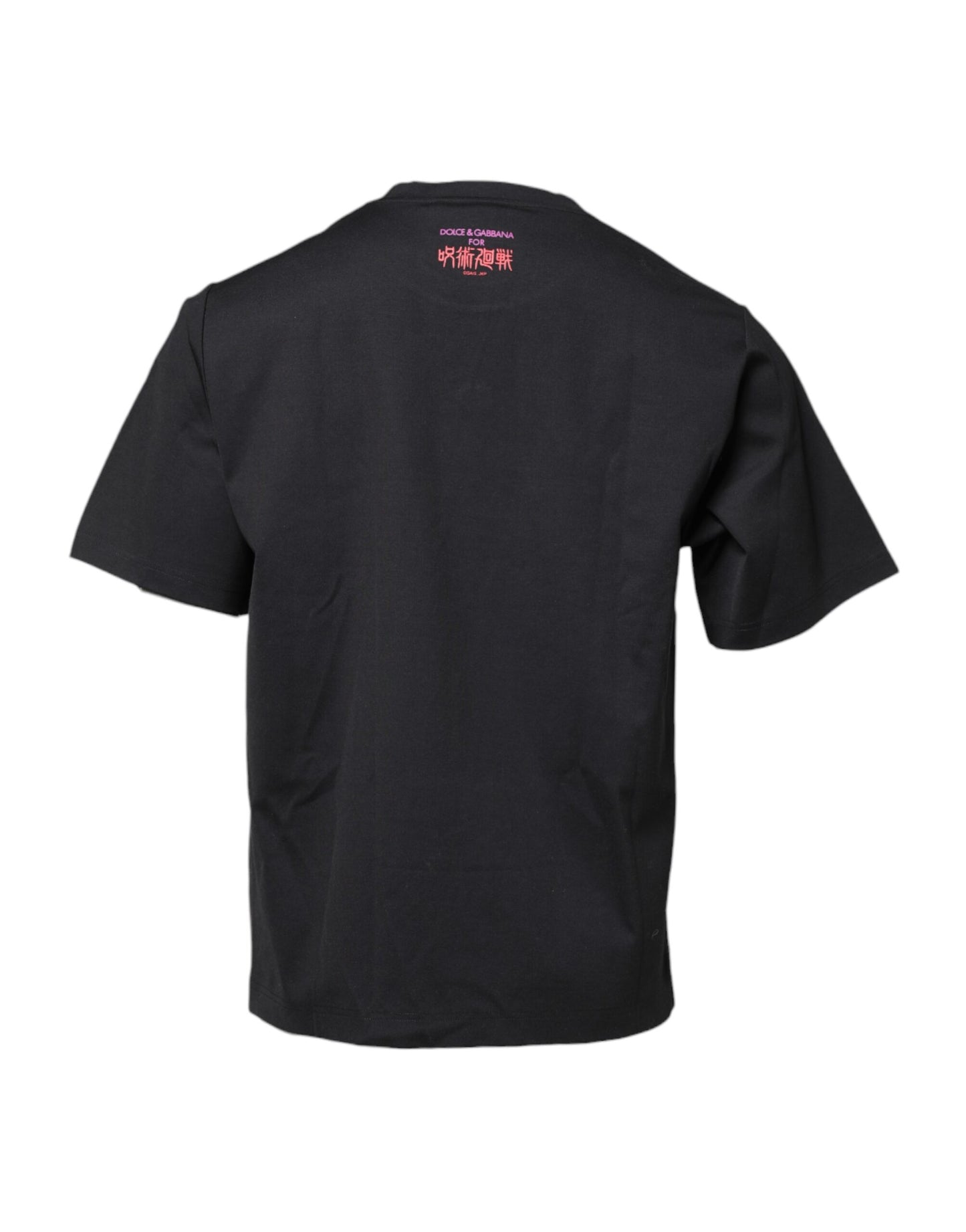 T-shirt col rond en coton noir à imprimé graphique