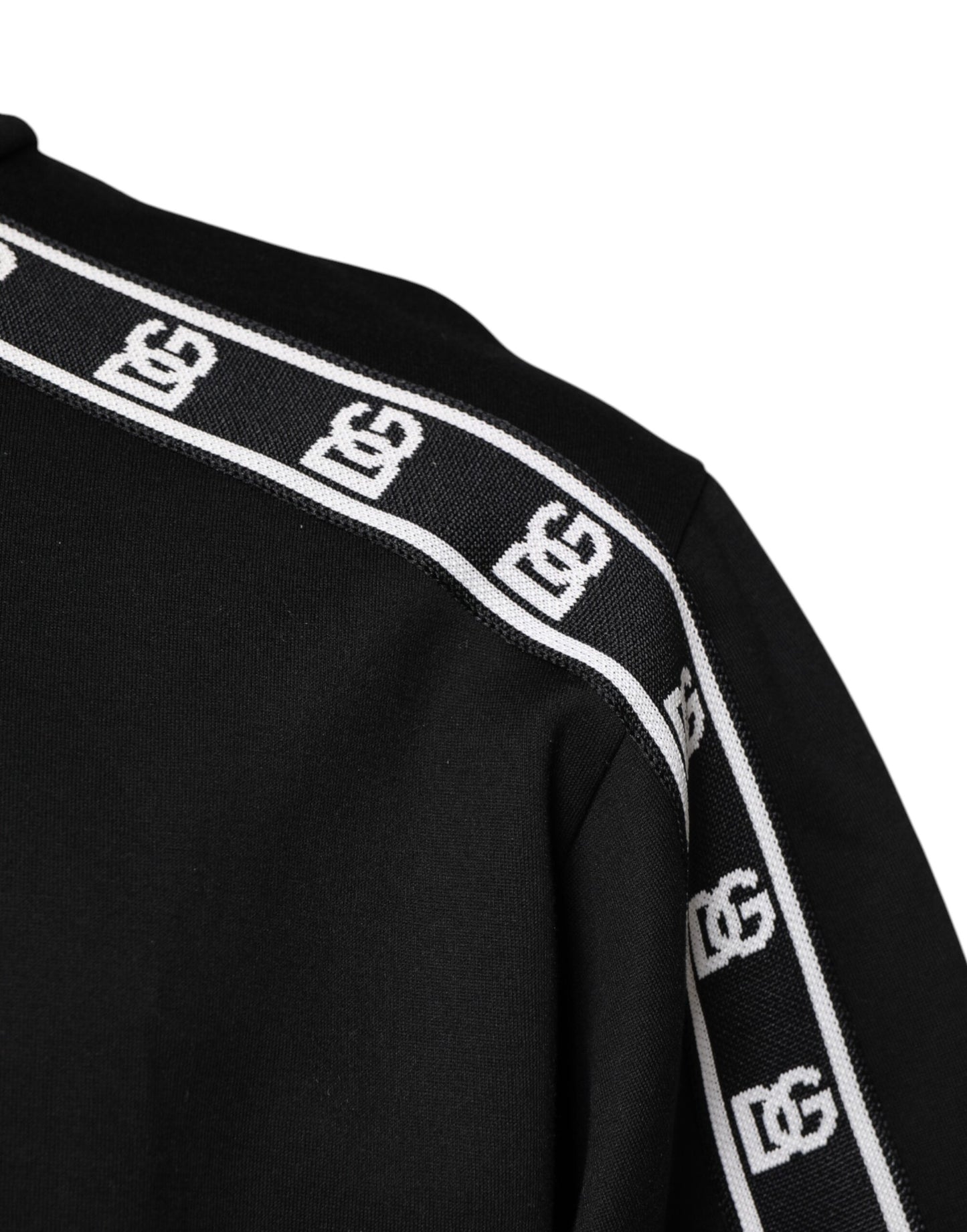 T-shirt col roulé en coton noir imprimé DG