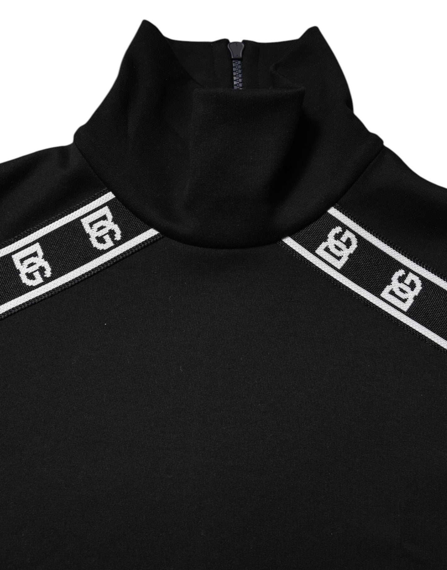 T-shirt col roulé en coton noir imprimé DG