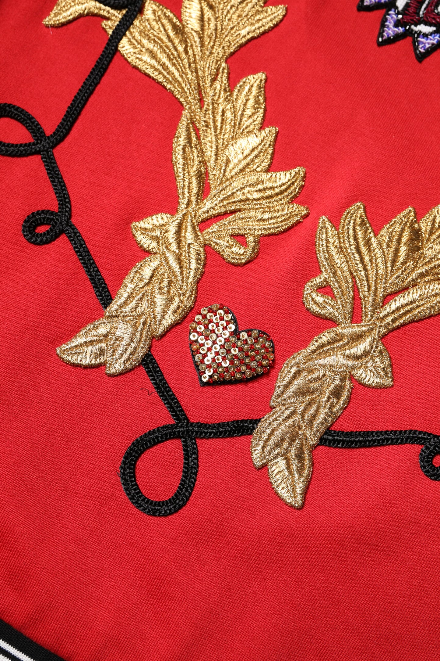 Red Cotton Queen Sequined Pullover Sweater