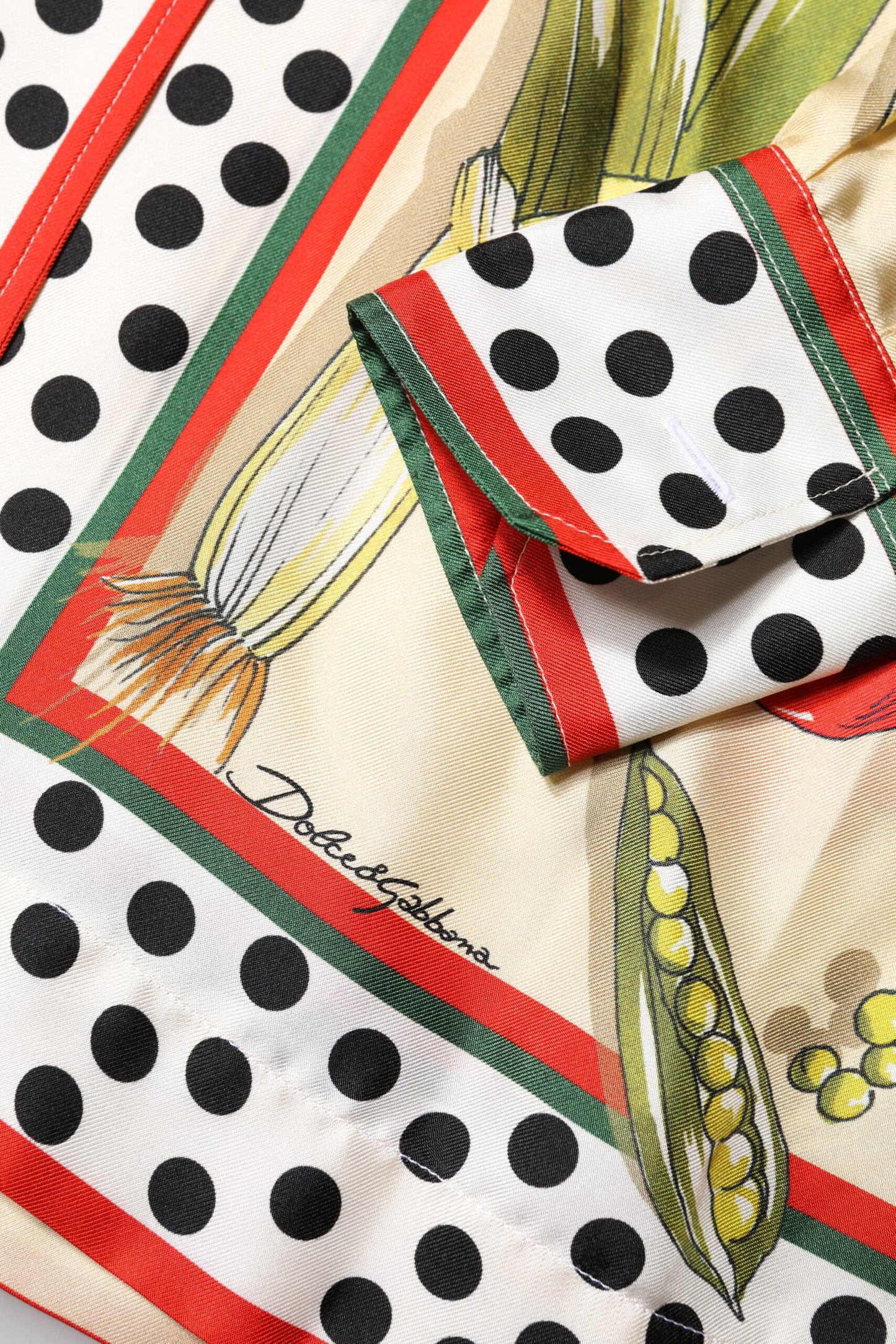 Blusa de manga larga de seda con verduras multicolor