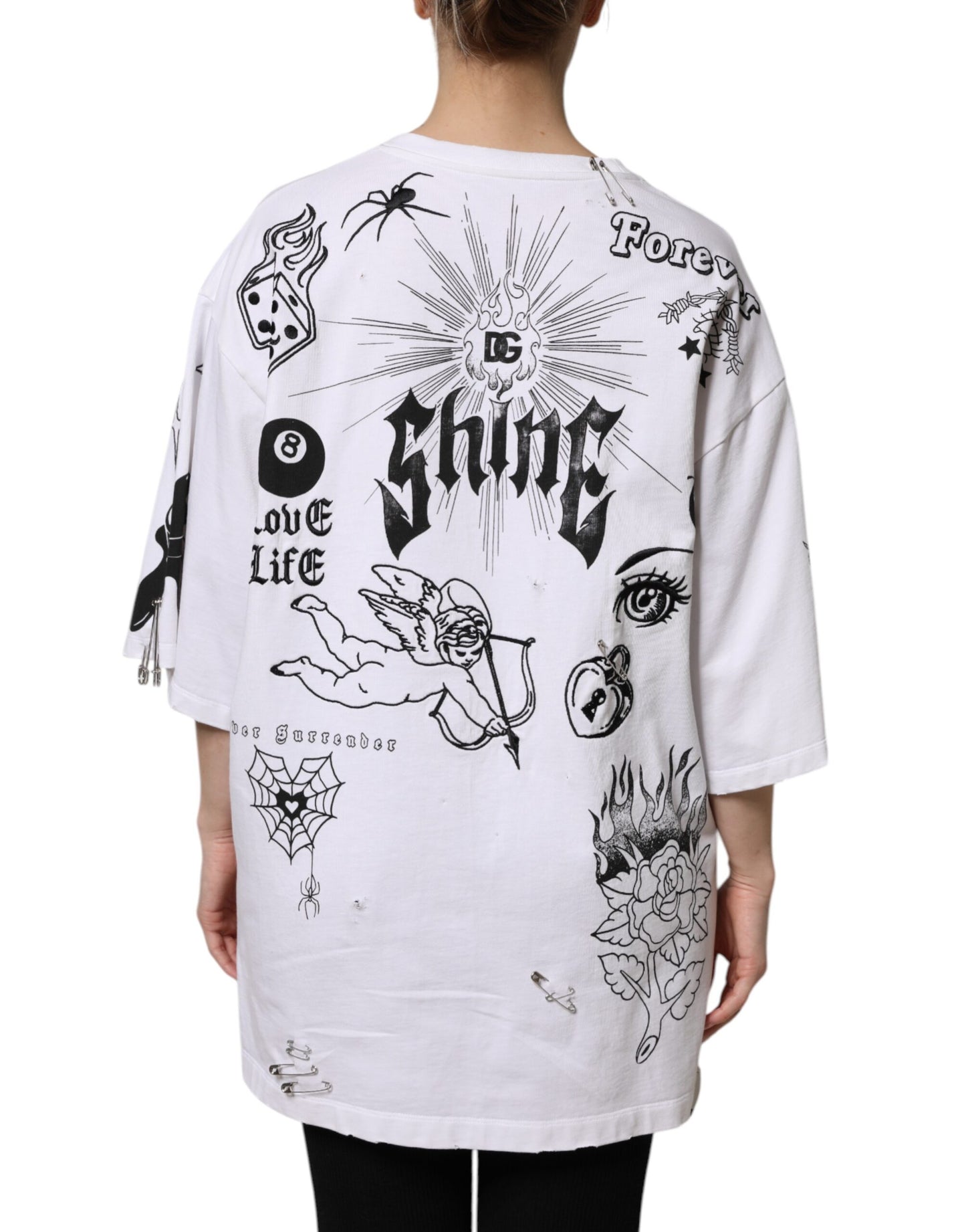 Camiseta blanca de algodón con estampado DG BLESSED