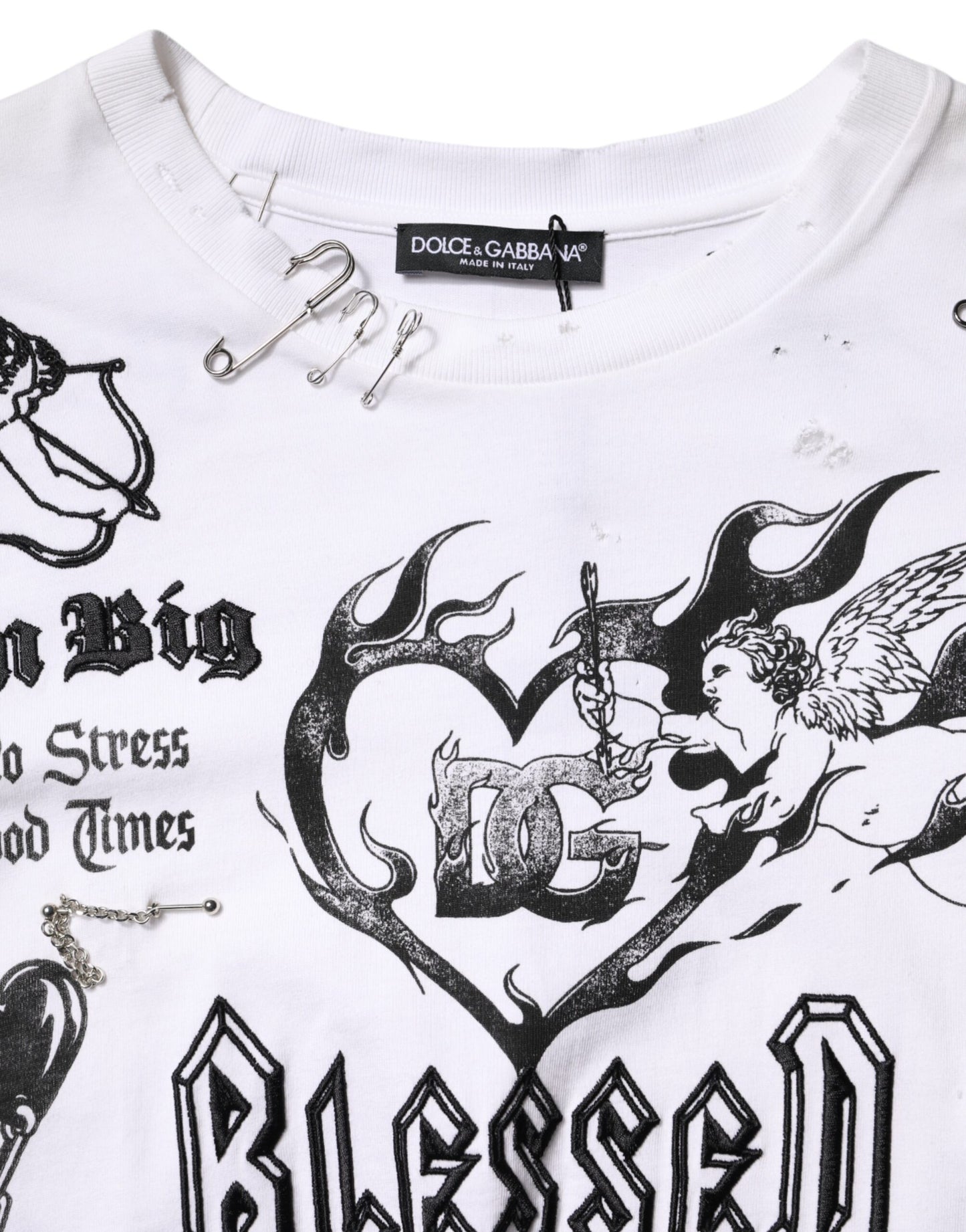 Camiseta blanca de algodón con estampado DG BLESSED