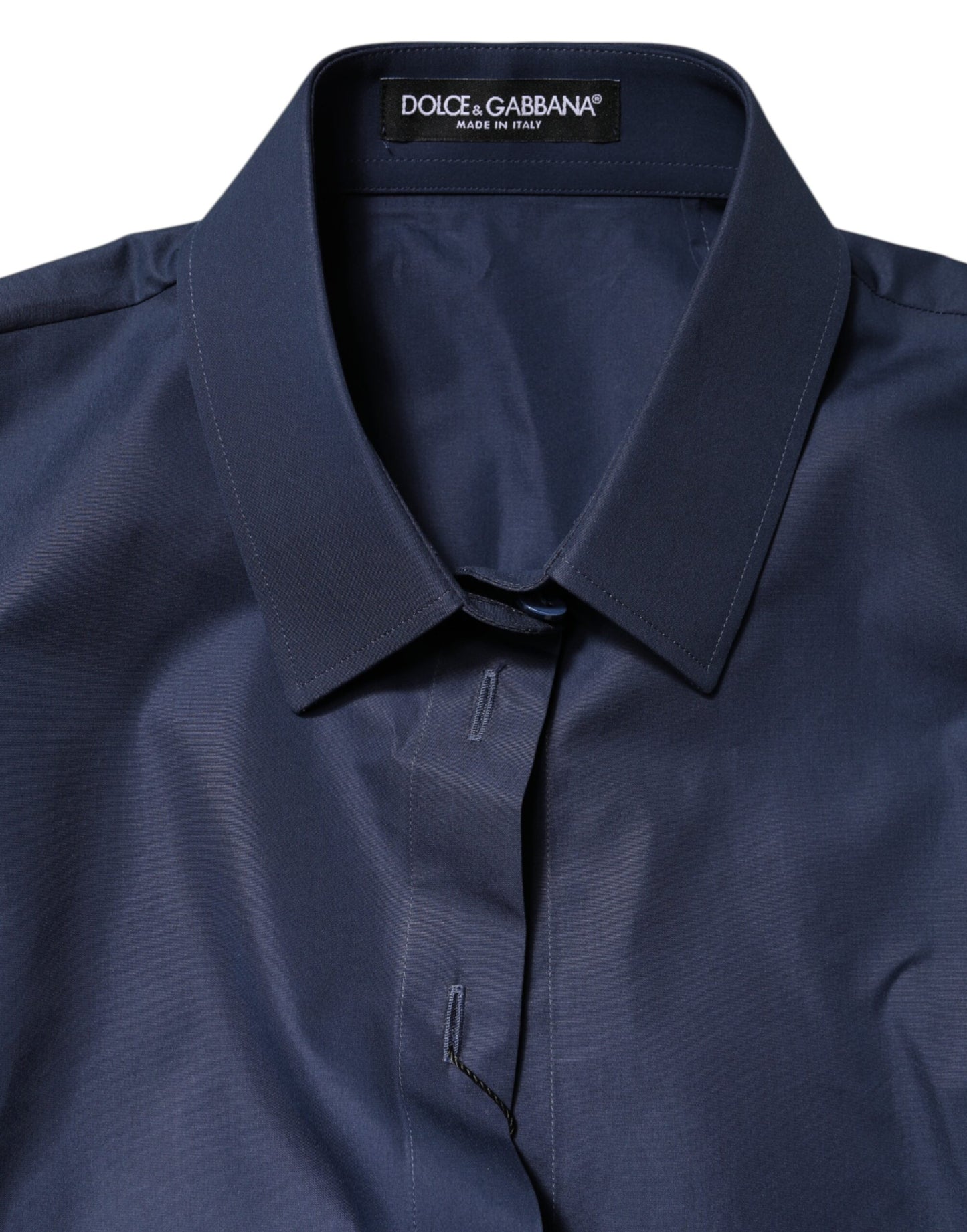 Blusa de algodón azul de manga corta con botones