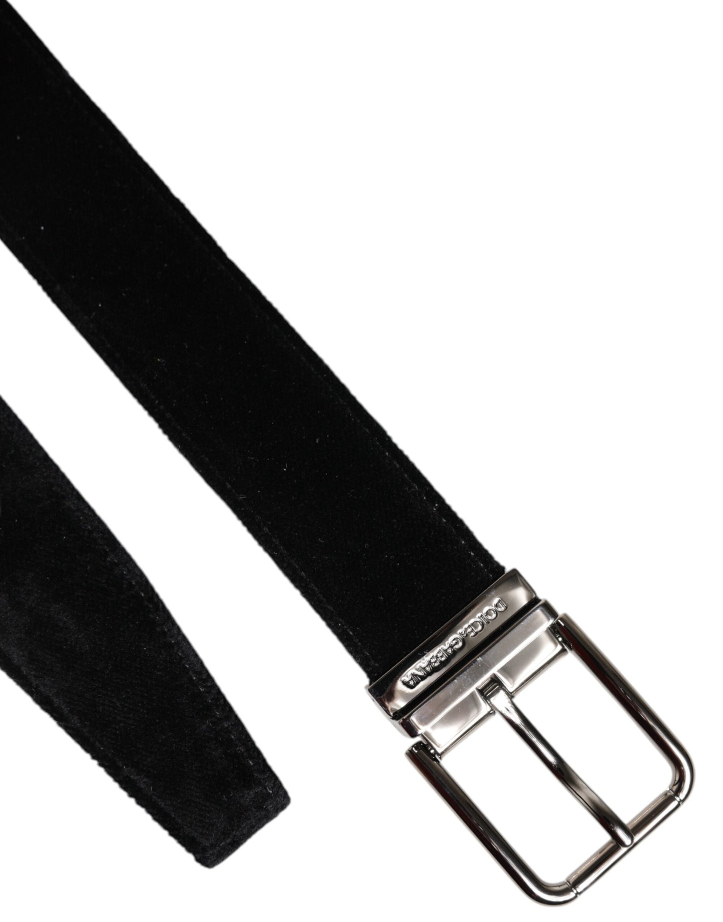 Cinturón de algodón negro con hebilla de metal plateado