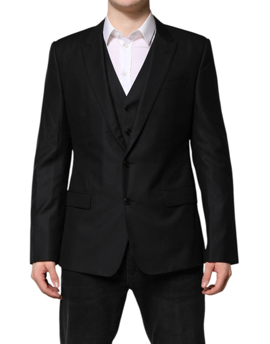 Veste de costume noire à boutonnage simple 2 pièces