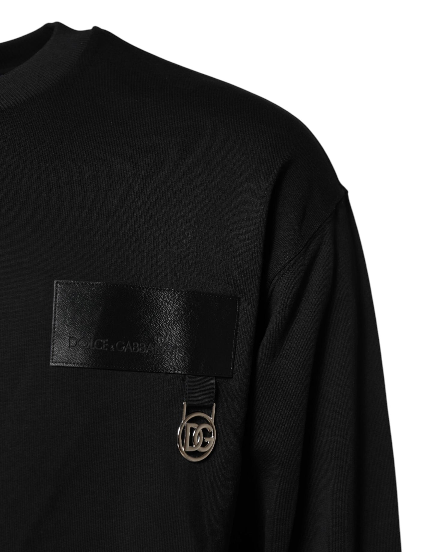 Sweat-shirt ras du cou noir avec logo DG