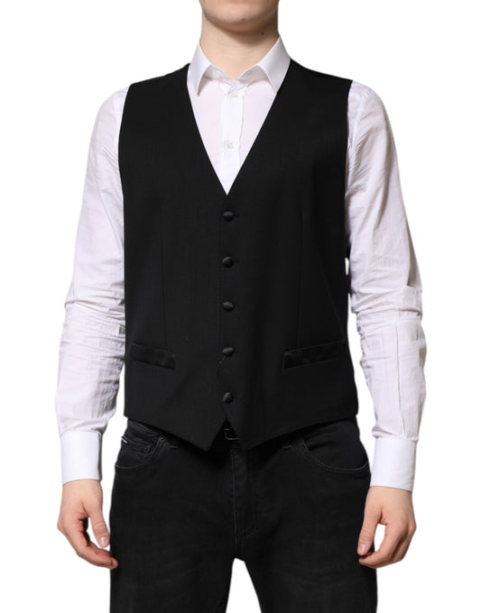 Chaleco formal de lana negra para hombre