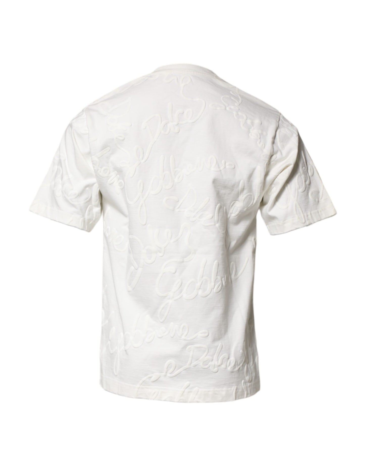 T-shirt col rond en coton blanc avec logo en relief