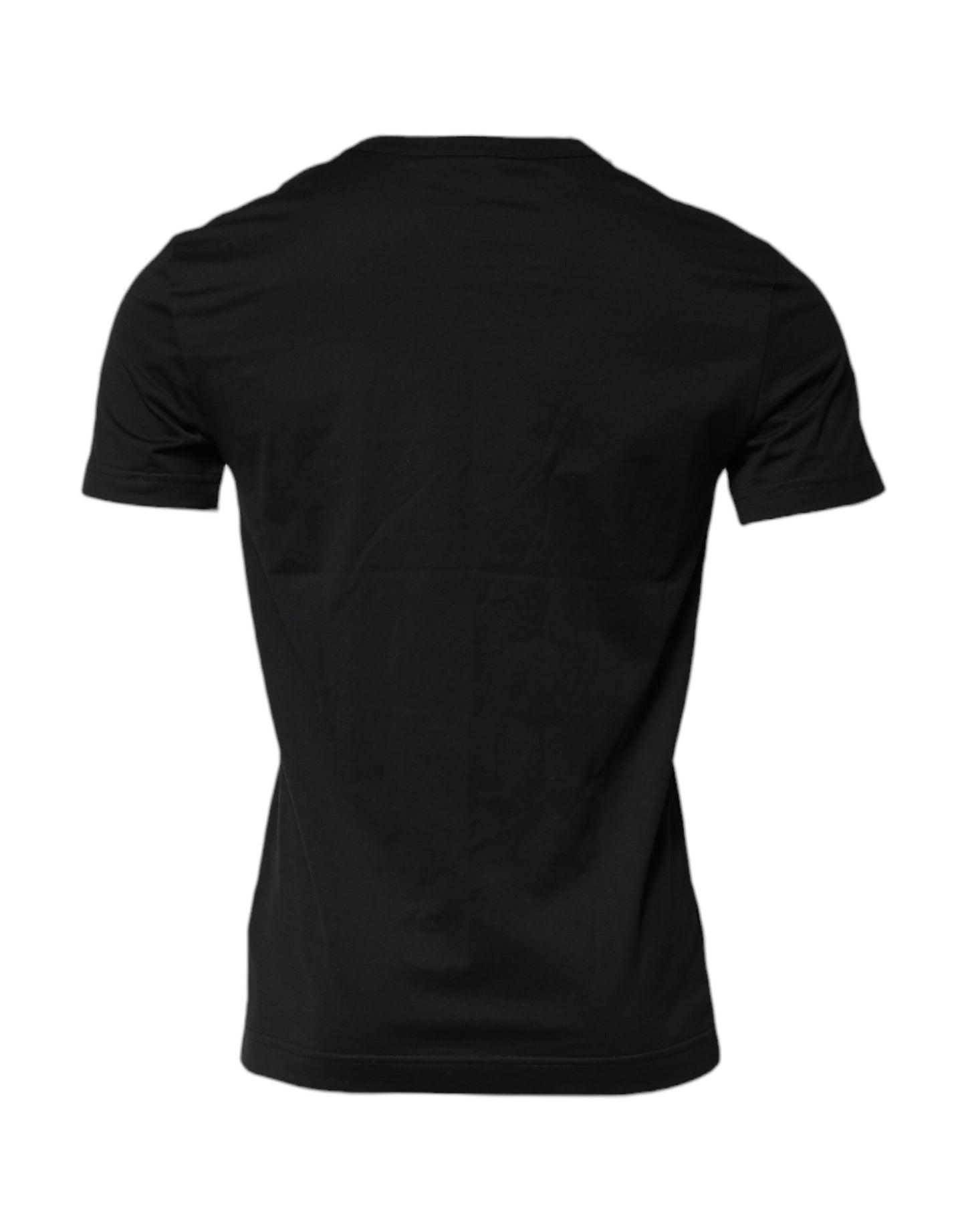 T-shirt noir en coton à manches courtes et col rond