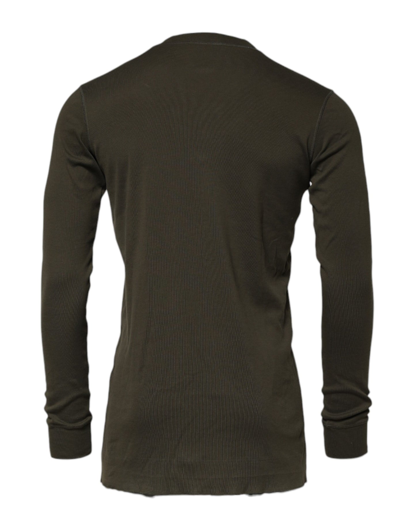 T-shirt vert foncé à manches longues et col rond