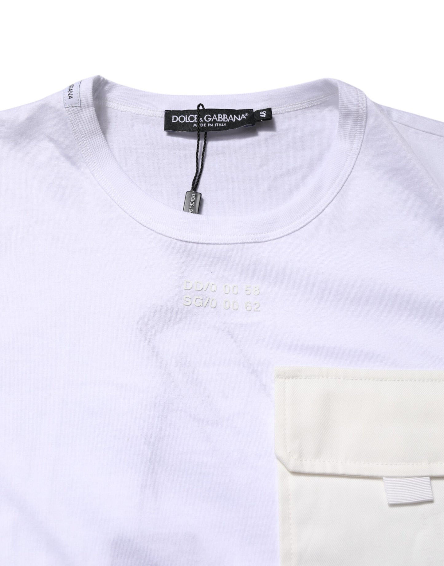 T-shirt à manches courtes en coton blanc avec poche