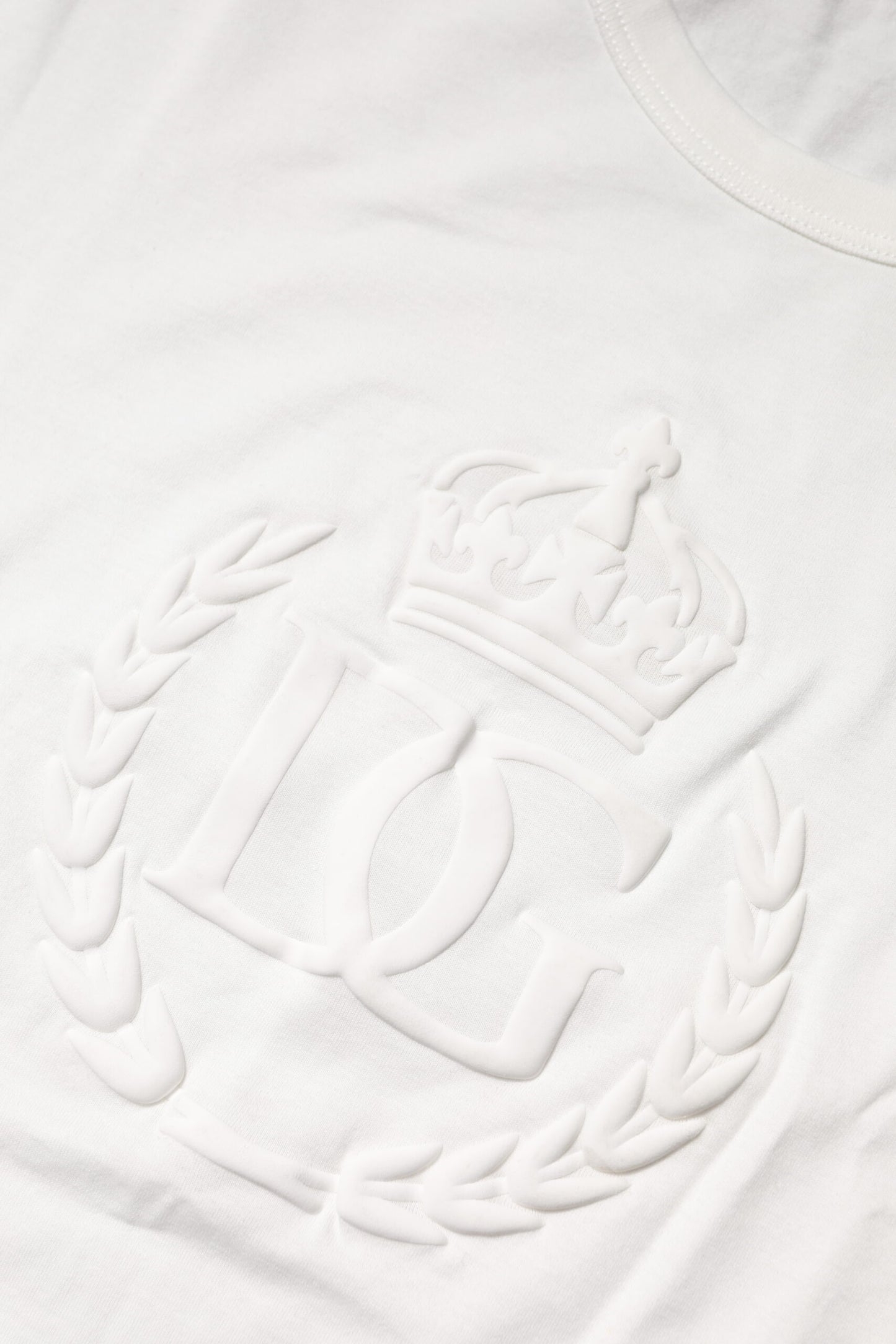 T-shirt en coton blanc avec couronne DG en relief