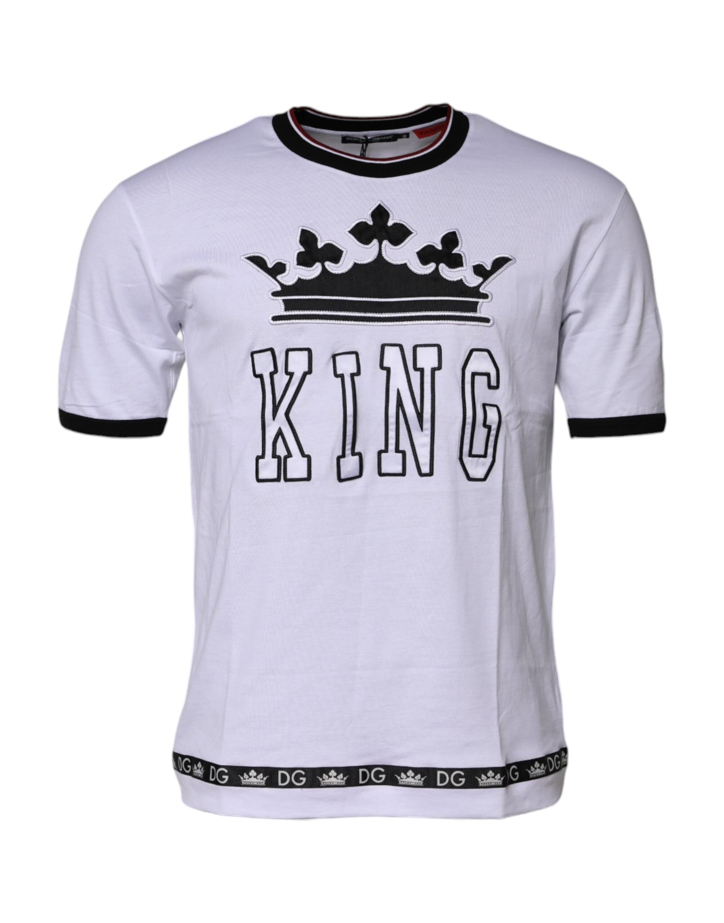 T-shirt en coton blanc avec broderie couronne du roi