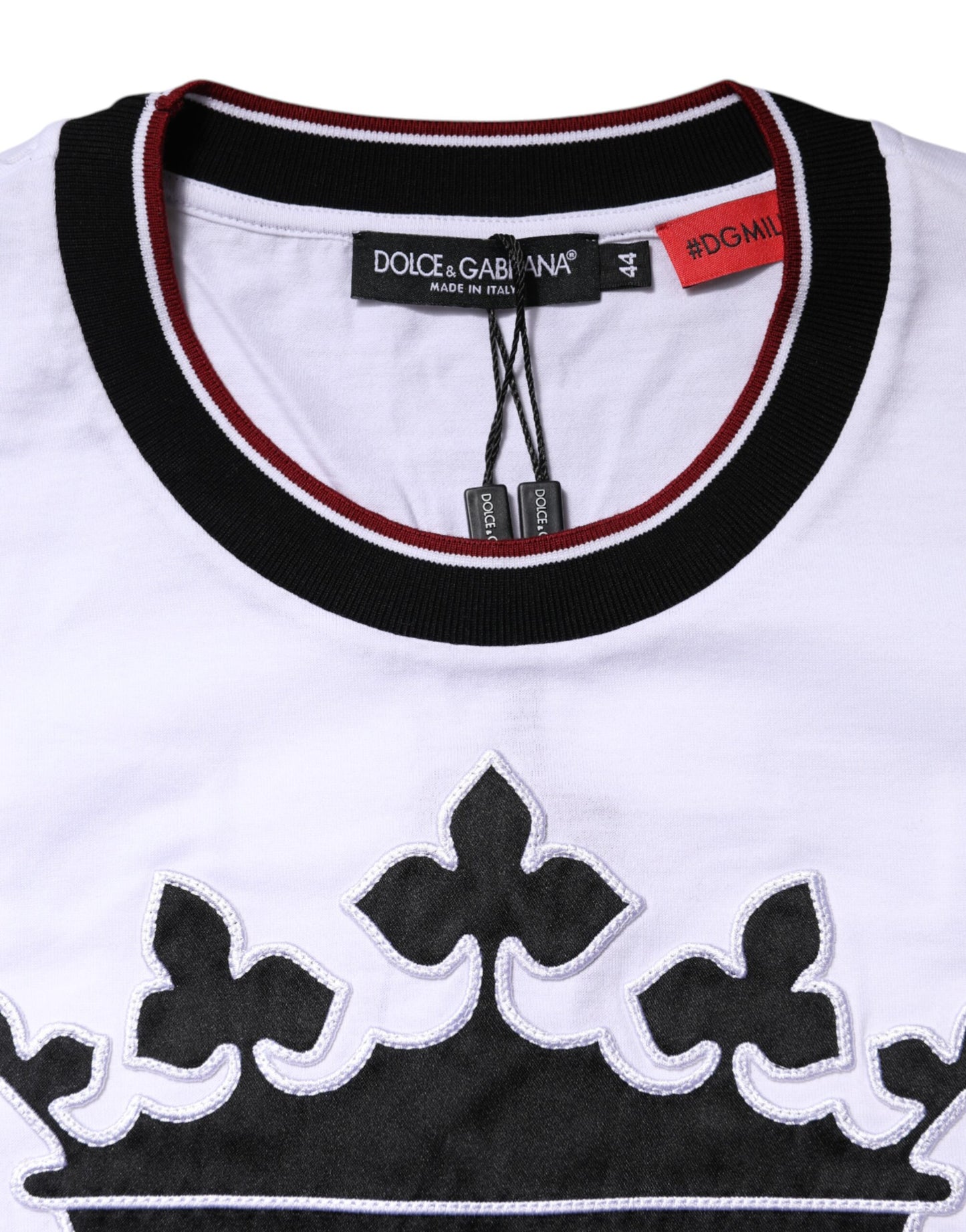 T-shirt en coton blanc avec broderie couronne du roi