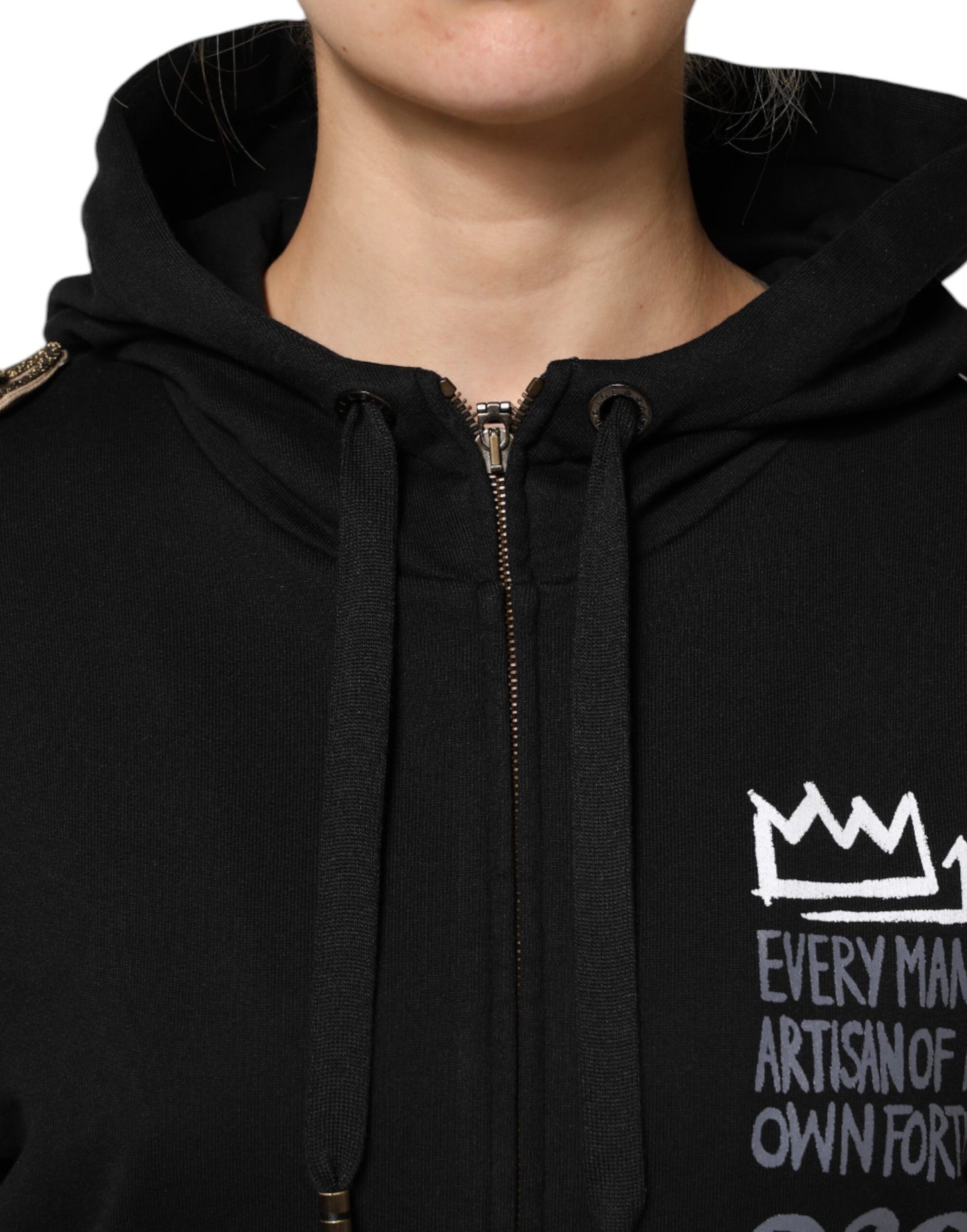 Chaqueta tipo sudadera con capucha y cremallera completa con logotipo negro
