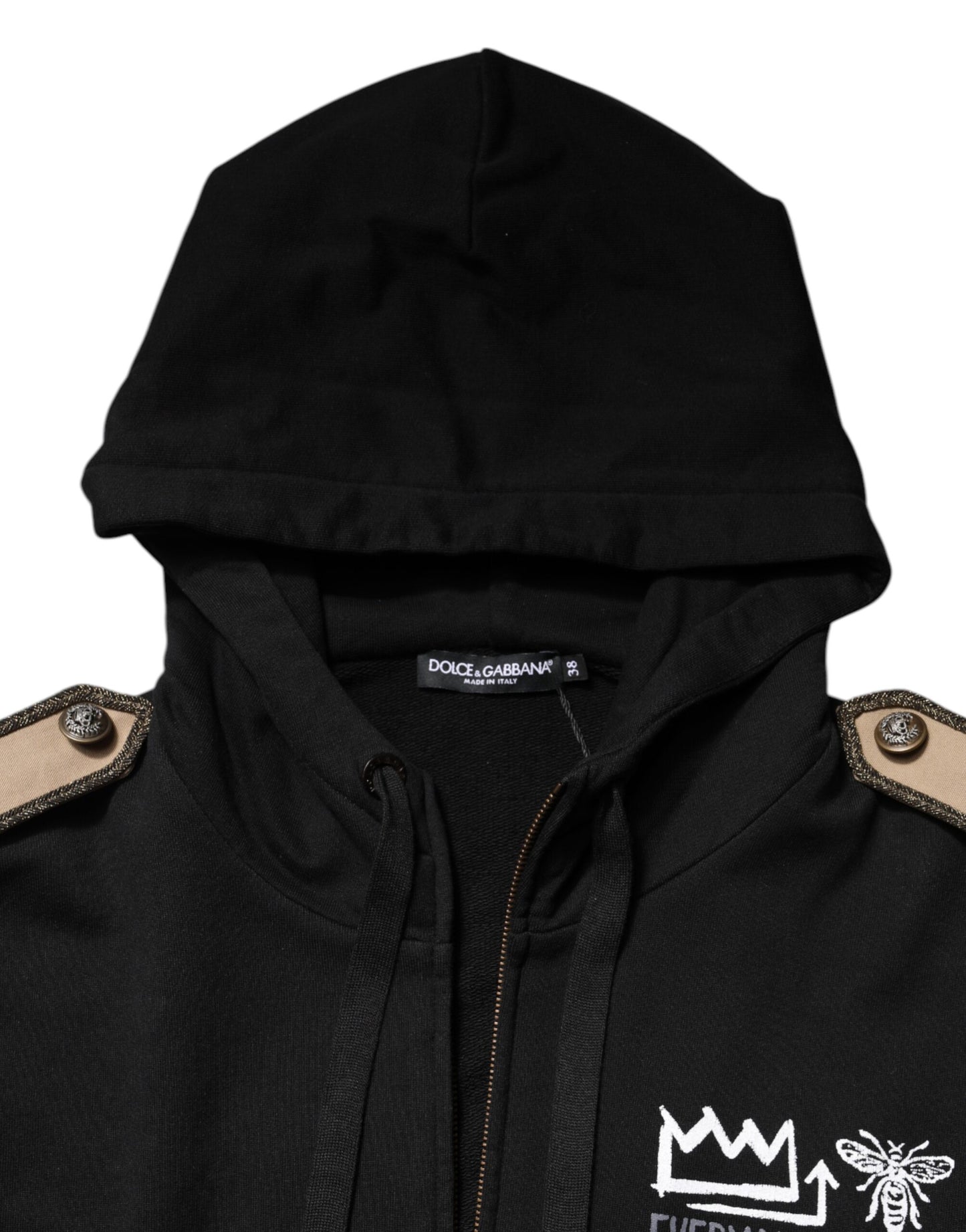 Chaqueta tipo sudadera con capucha y cremallera completa con logotipo negro