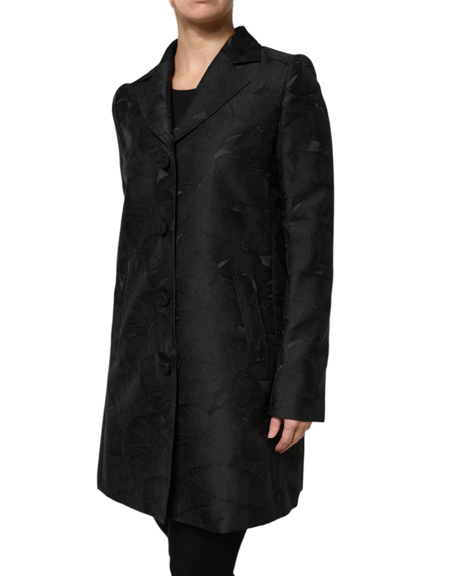 Trench-coat noir à simple boutonnage