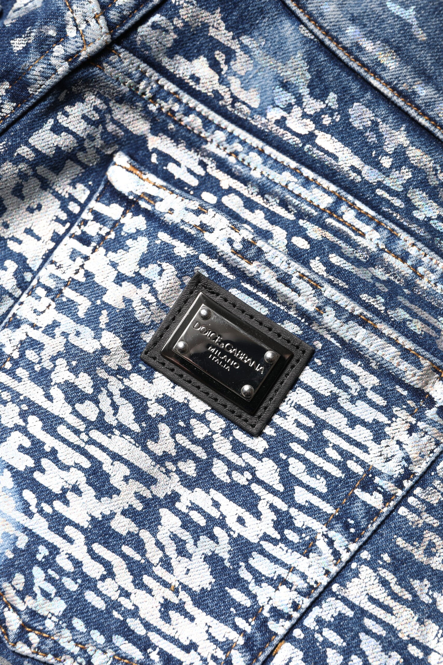 Vaqueros de cintura alta con estampado lavado azul