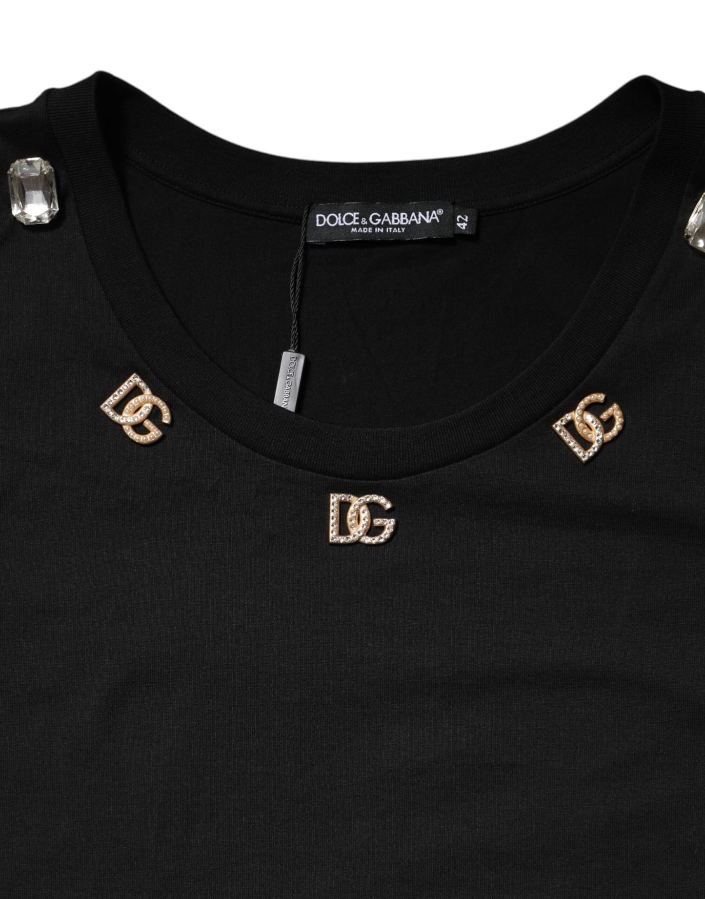 Camiseta sin mangas negra con adornos DG