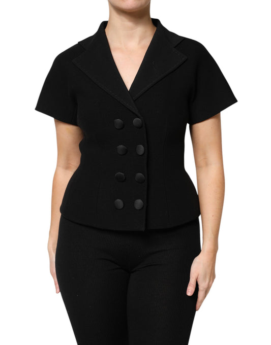 Chaqueta cruzada de lana negra