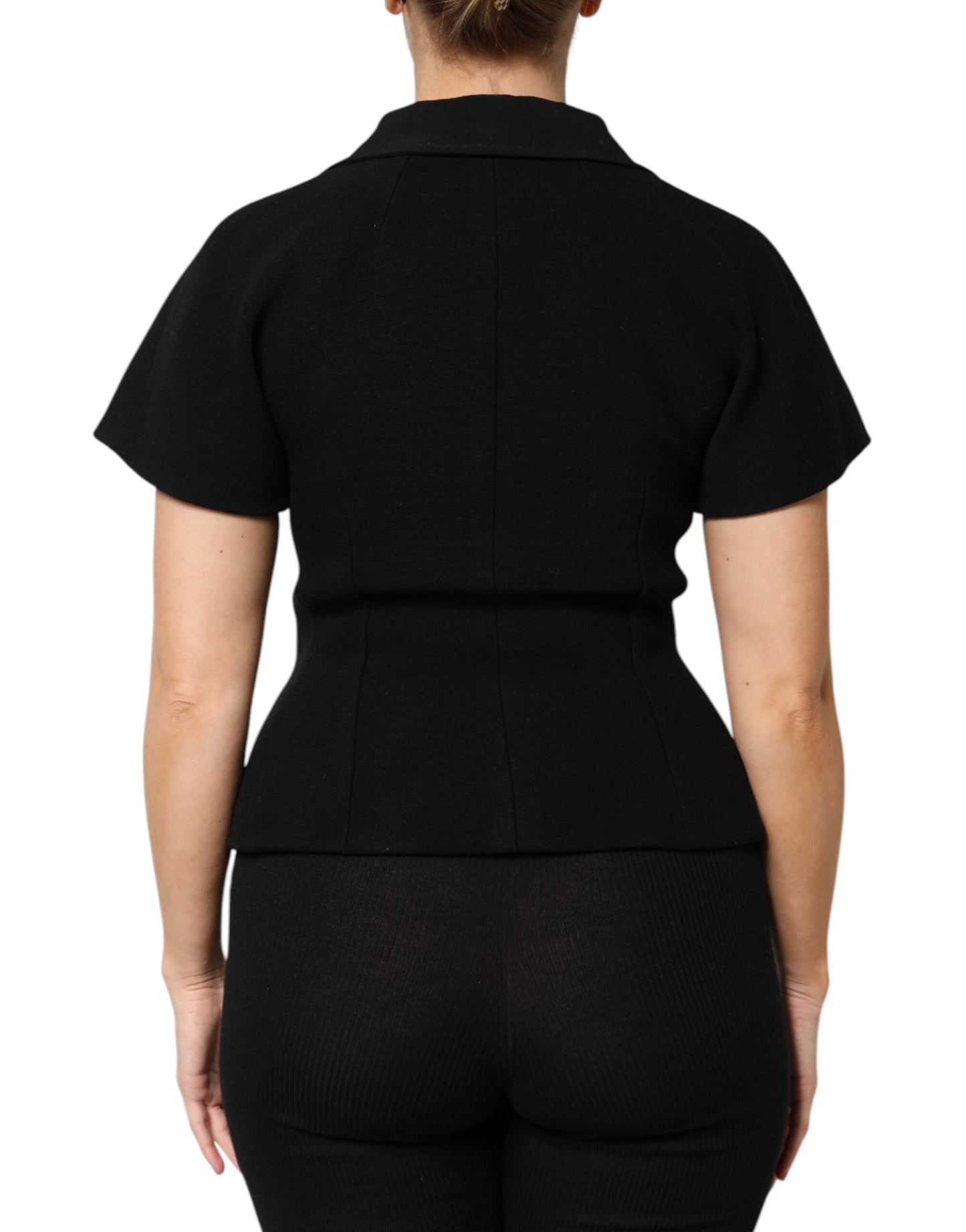 Chaqueta cruzada de lana negra