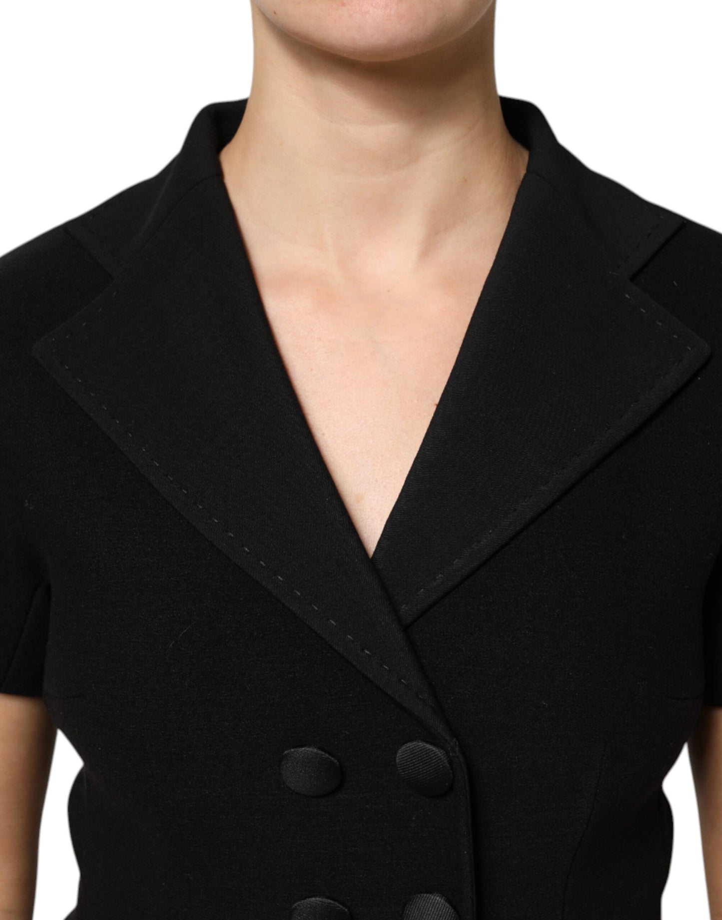 Chaqueta cruzada de lana negra