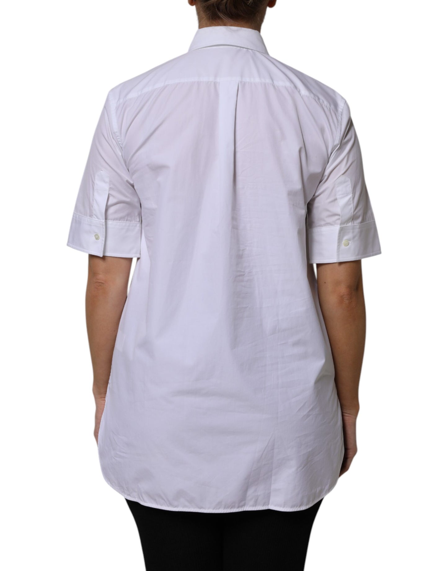 Polo de algodón blanco de manga corta con cuello