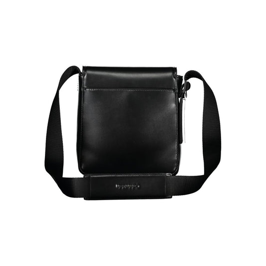 Elegante bolso de hombro negro con detalle de logotipo