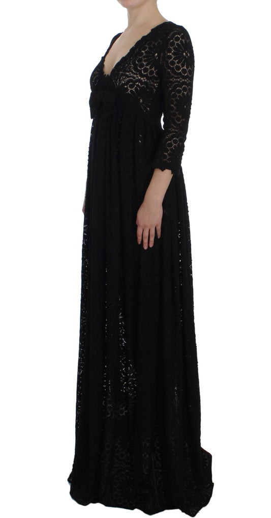 Robe longue en maille noire Ricamo