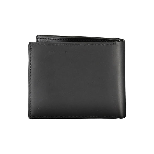 Cartera RFID de cuero negro con monedero
