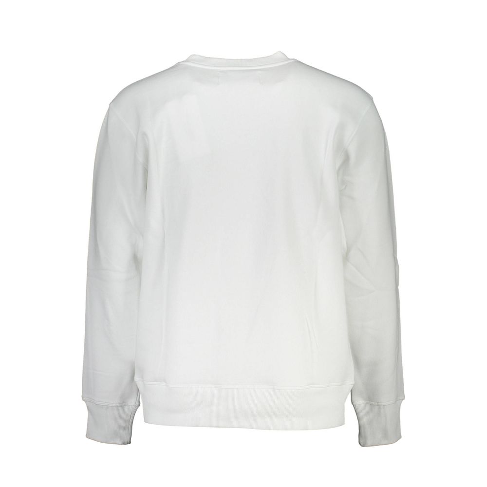 Suéter blanco nítido de mezcla de algodón con cuello redondo