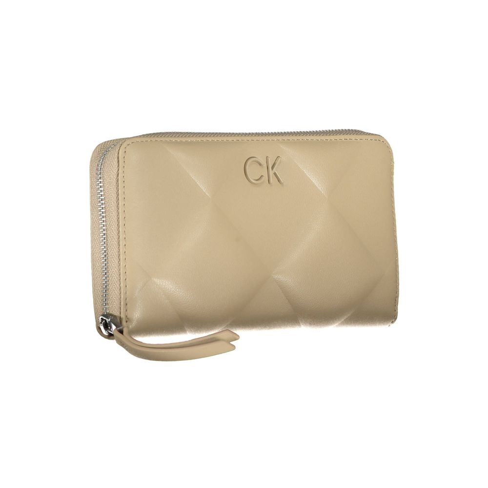 Elegante cartera beige con múltiples compartimentos RFID