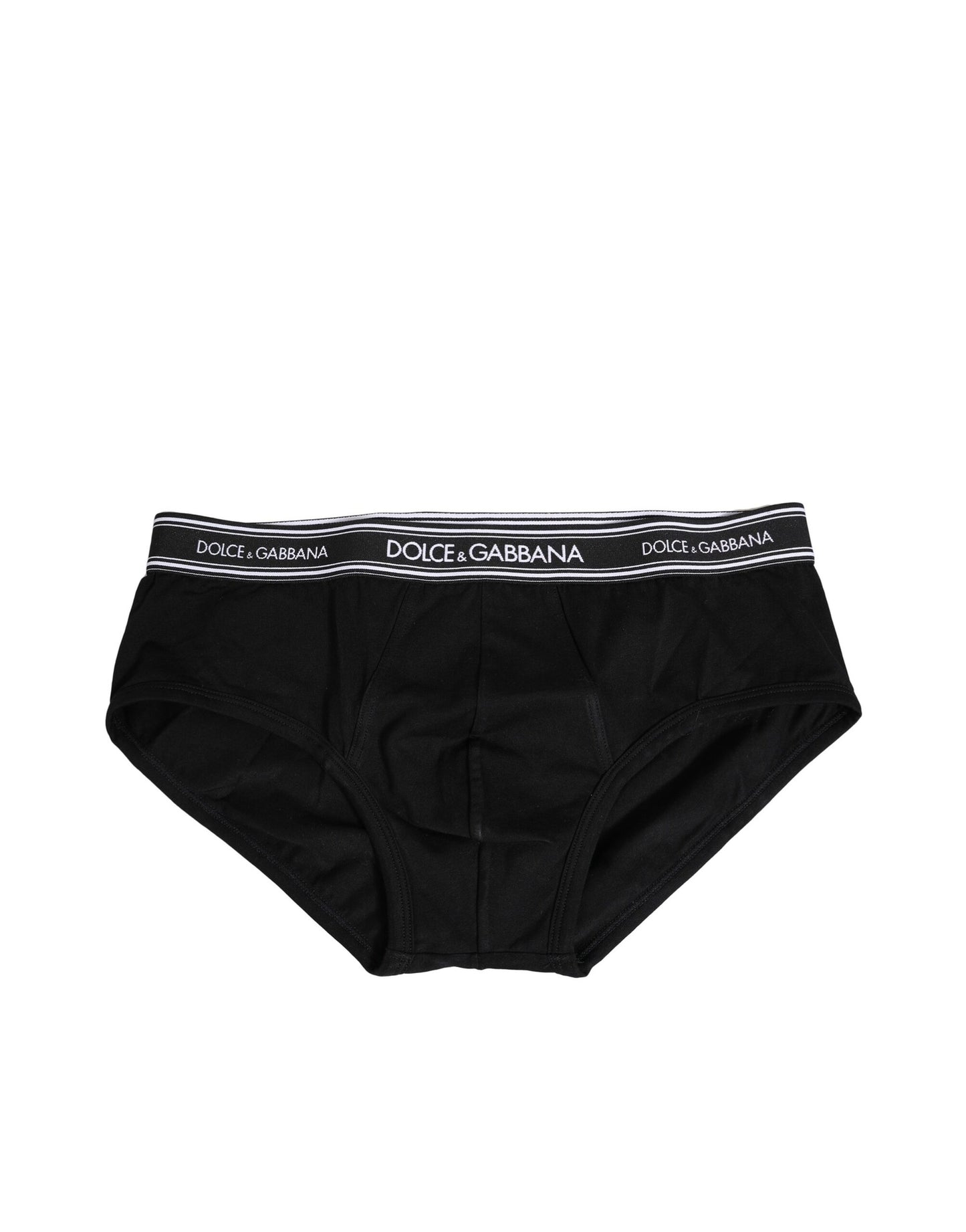Ropa interior tipo slip de algodón elástico negro con estampado de logotipo