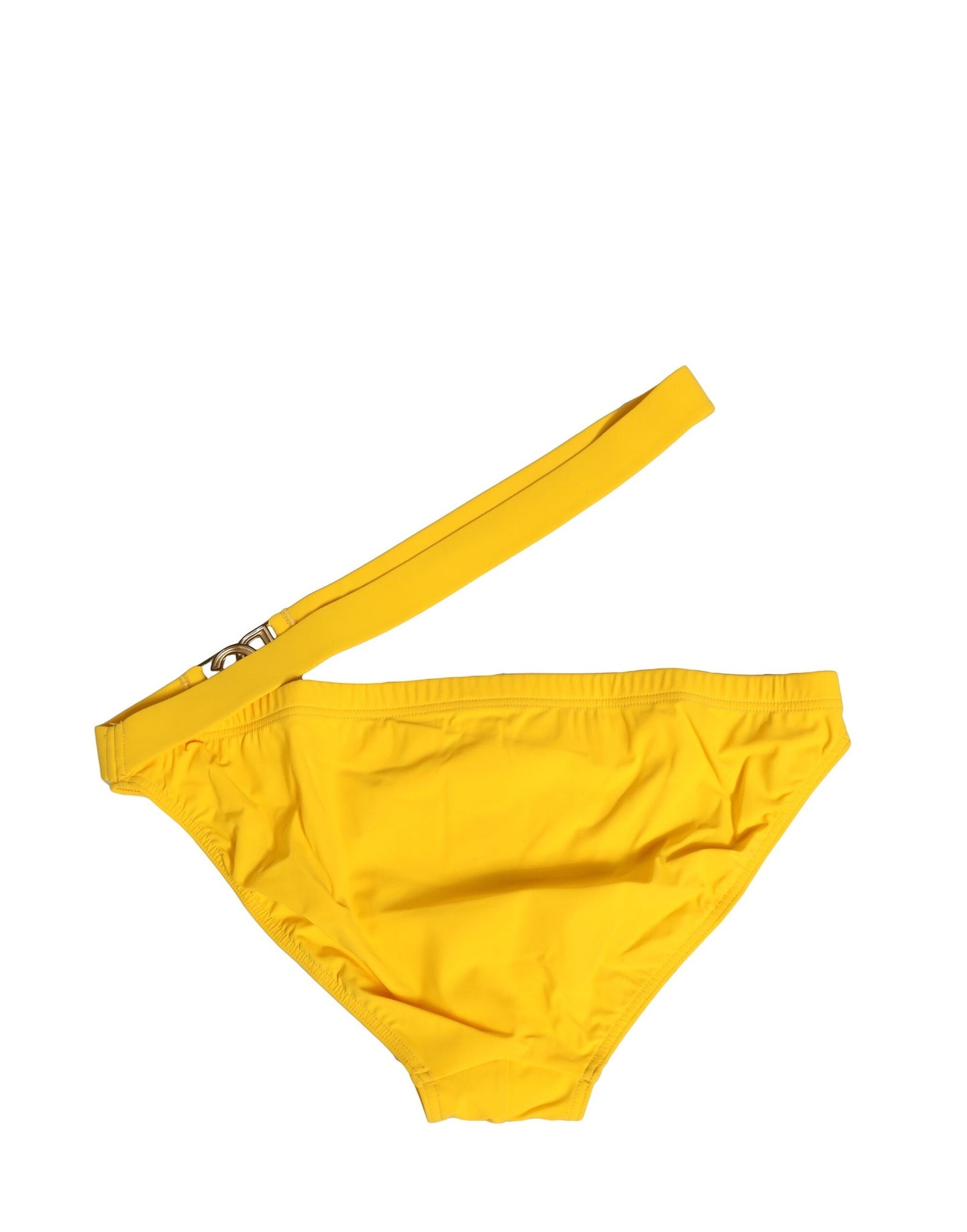 Traje de baño de playa tipo slip con logo y cintura amarilla