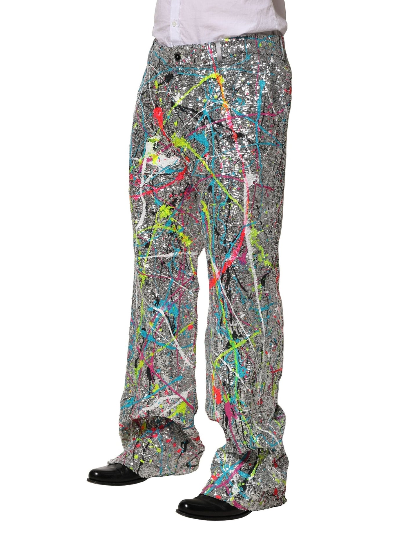 Pantalones adornados con lentejuelas multicolor