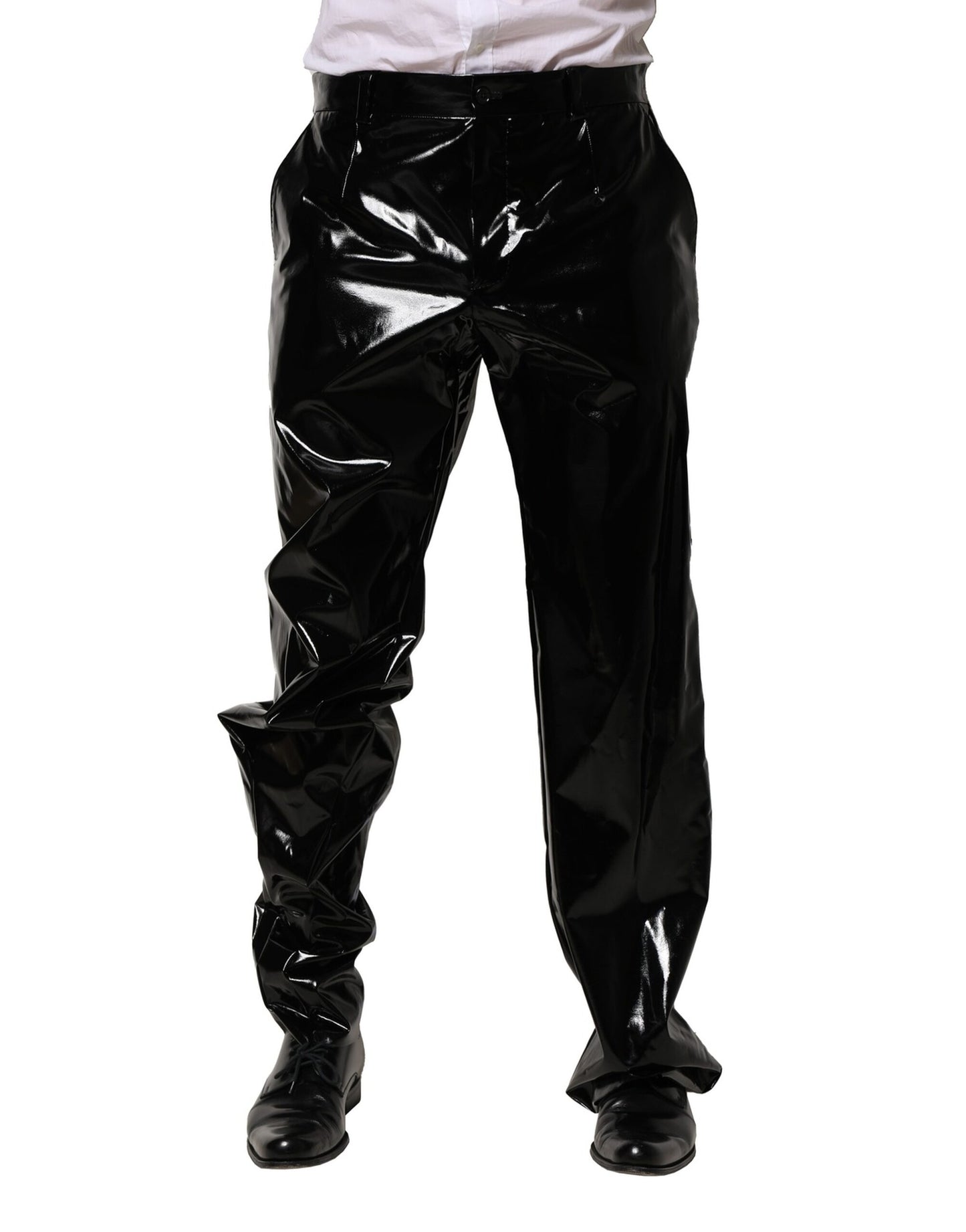 Pantalones rectos de nailon negro para hombre