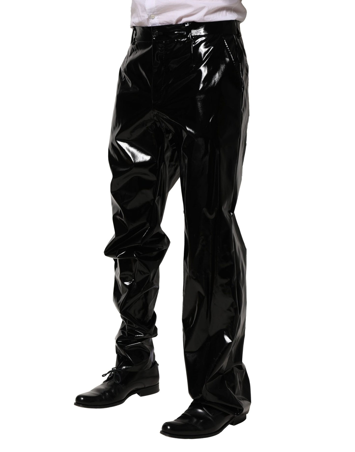 Pantalones rectos de nailon negro para hombre
