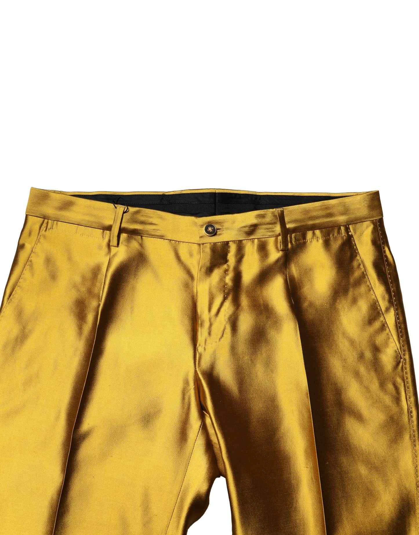 Pantalones de vestir cónicos de seda amarilla para hombre