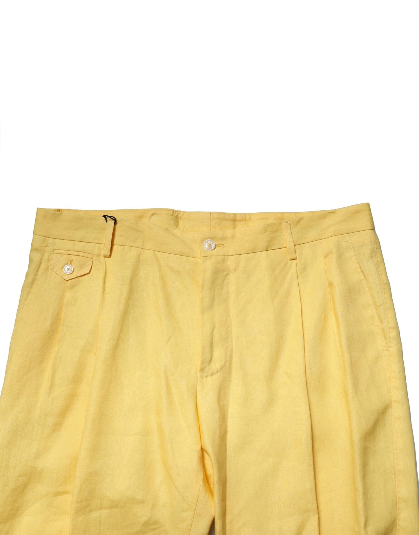 Pantalones de vestir cónicos de lino amarillo para hombre
