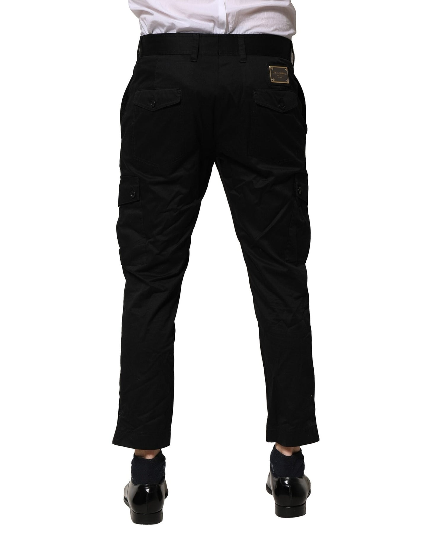 Pantalones formales ajustados de algodón negro