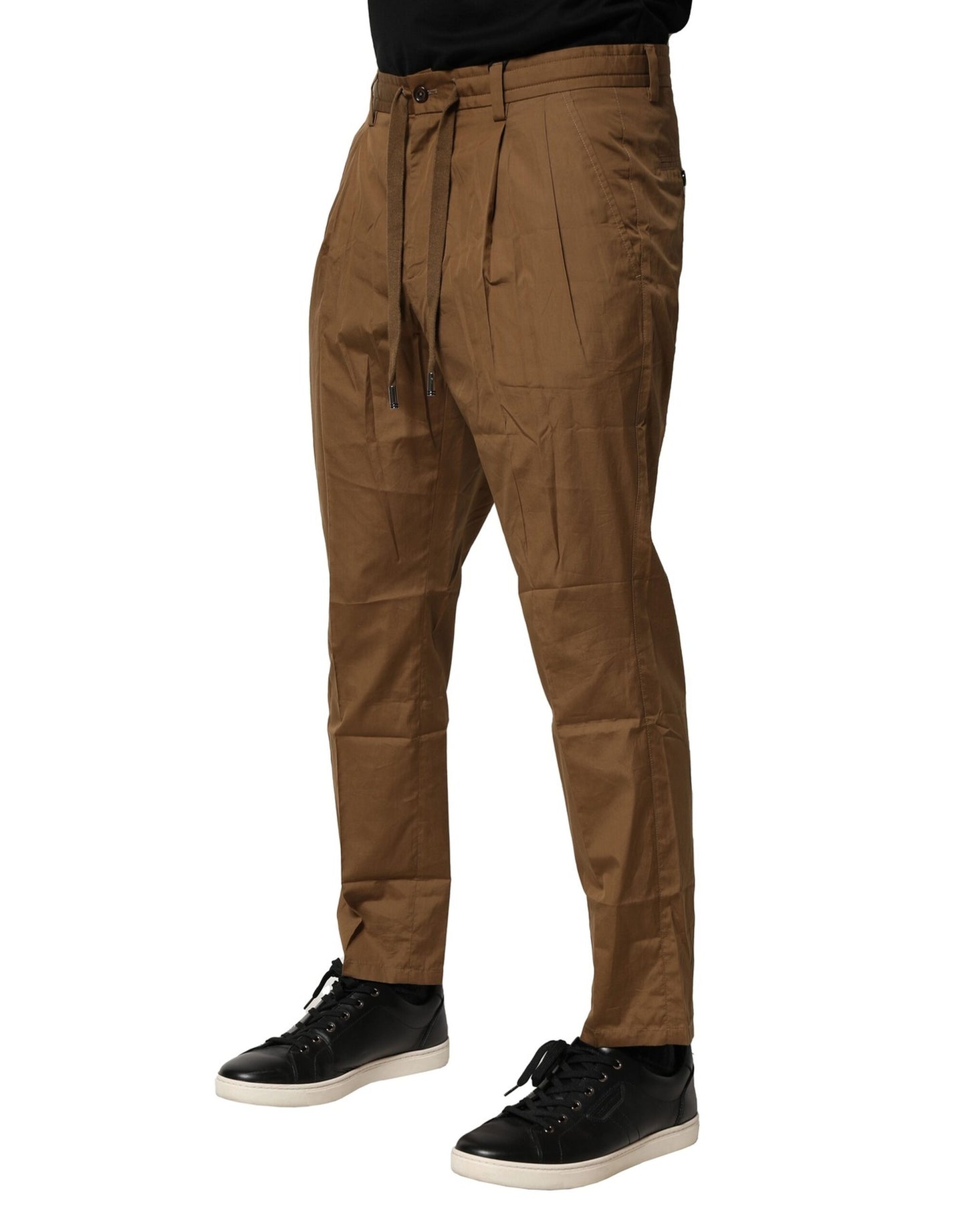 Pantalones chinos de algodón marrón de cintura media para hombre