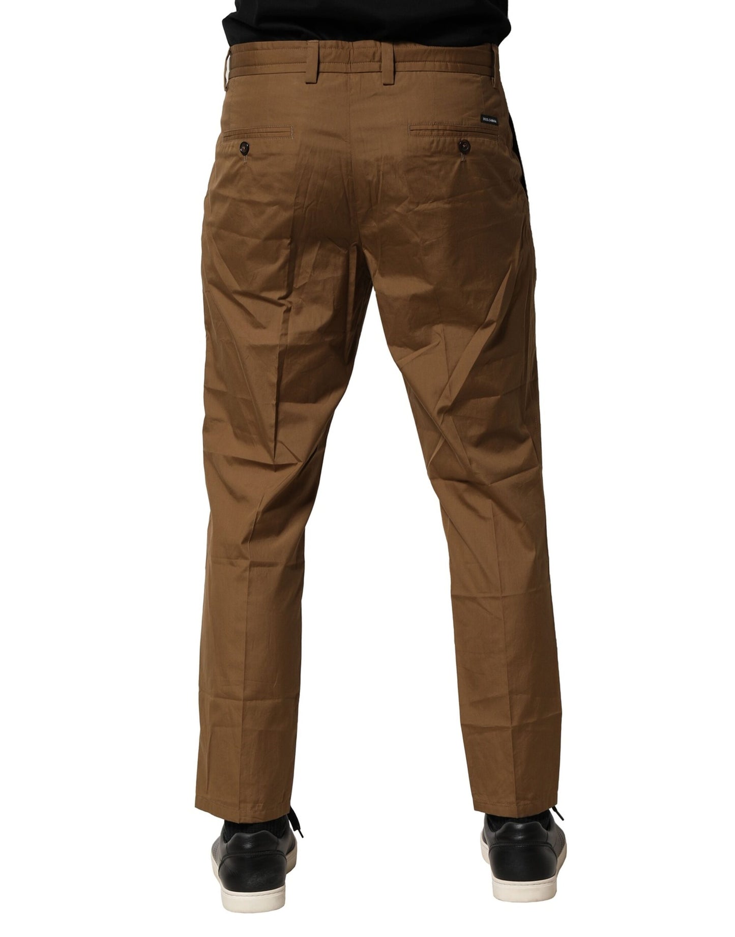 Pantalones chinos de algodón marrón de cintura media para hombre