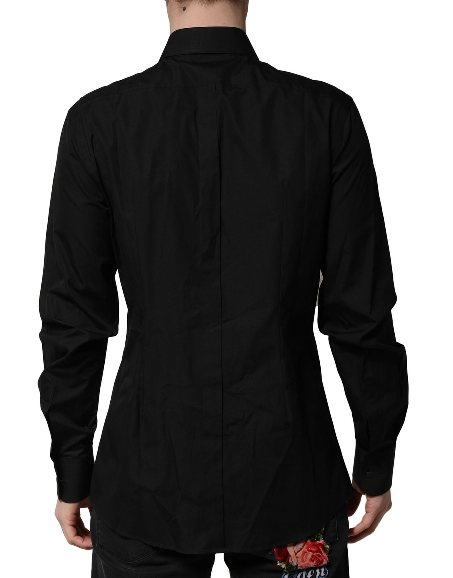 Camisa formal de vestir para hombre con cristales negros dorados