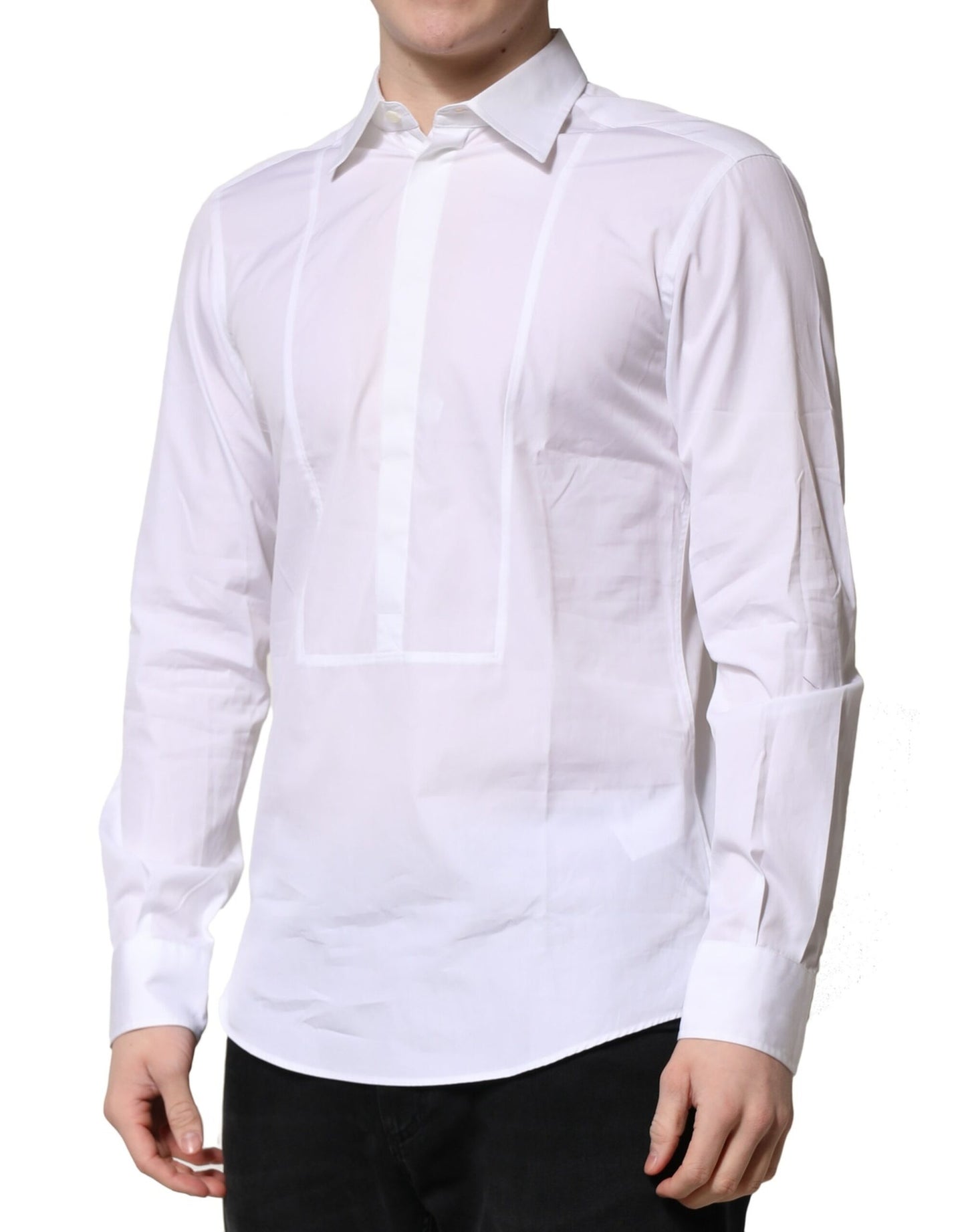 Camisa formal de popelina de algodón blanca para hombre