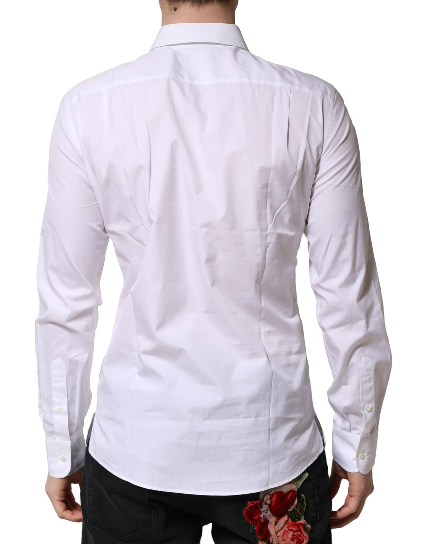 Camisa formal de popelina de algodón blanca para hombre