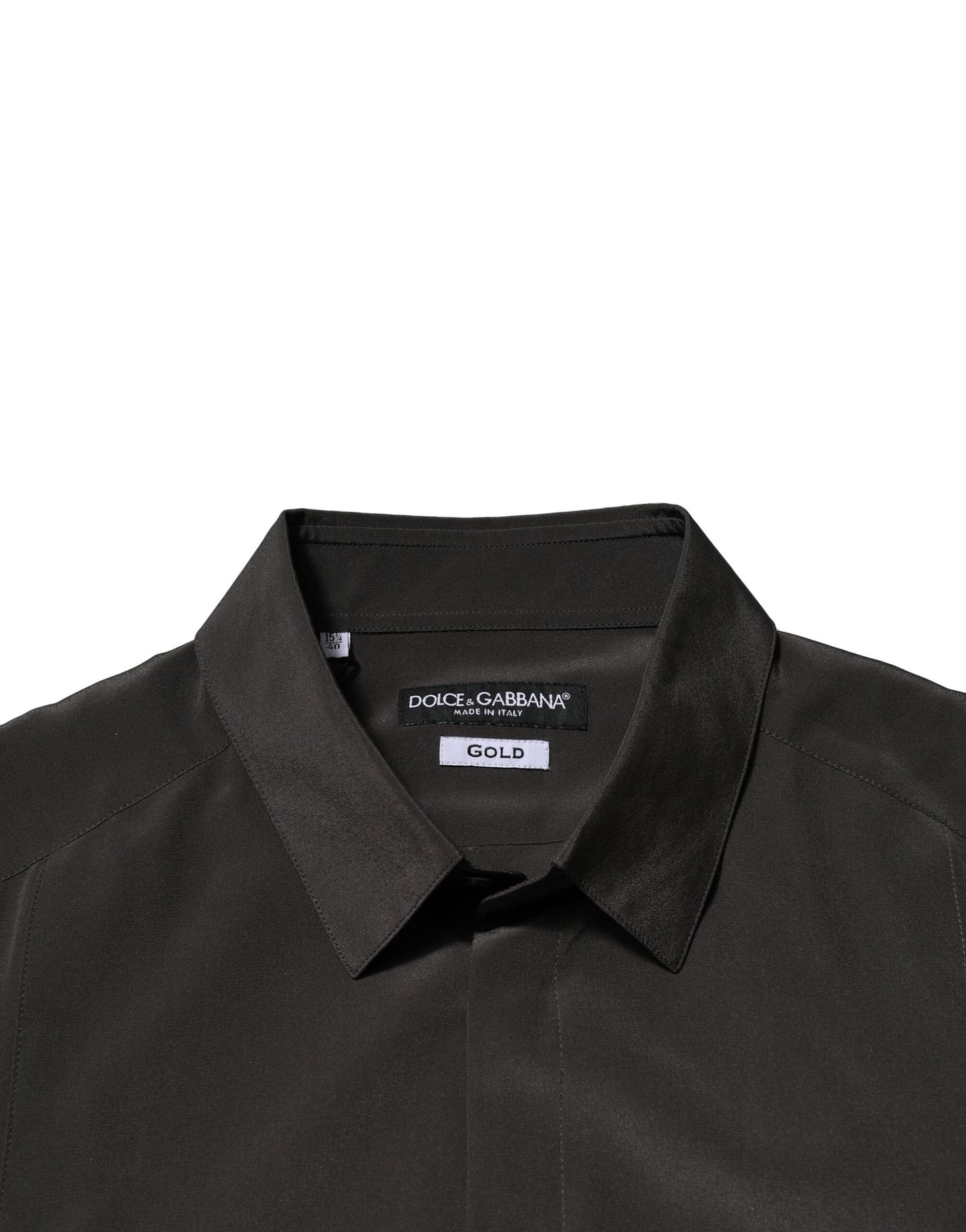 Camisa formal de vestir para hombre en seda color marrón oscuro dorado